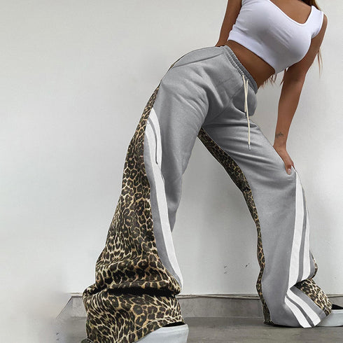 Women's Printed Striped High Waist Trousers
